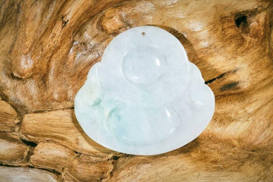 上海都达杂项专场十二（全场包邮】 天然冰糯种带绿翡翠（A货）精雕《佛公》挂件89-12