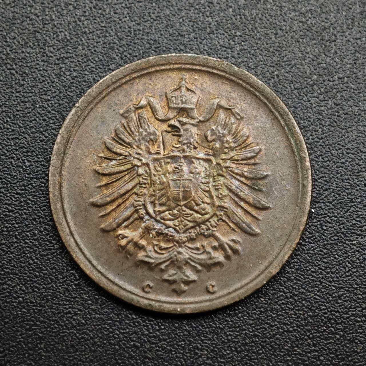 【淘币小摊】限时拍第八百五十七拍  老铜币场  满百包邮可预留两周  周一统一发货  德国1875年1芬妮短翅铜币