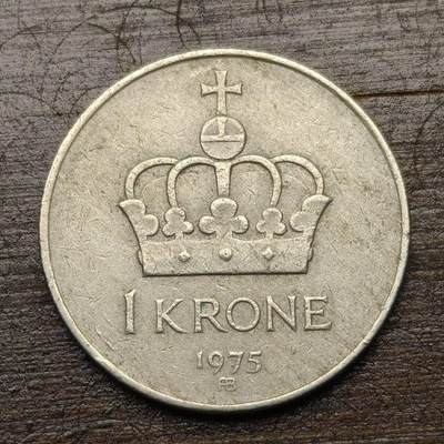 【铜匠收藏】★第142★散币专场 不寄存，30包邮。不满30元，支付5元运费。《接受代拍 代送NGC评级》 - 26【无寄存】挪威 1975年 1克朗 皇冠 奥拉夫五世国王 铜镍币