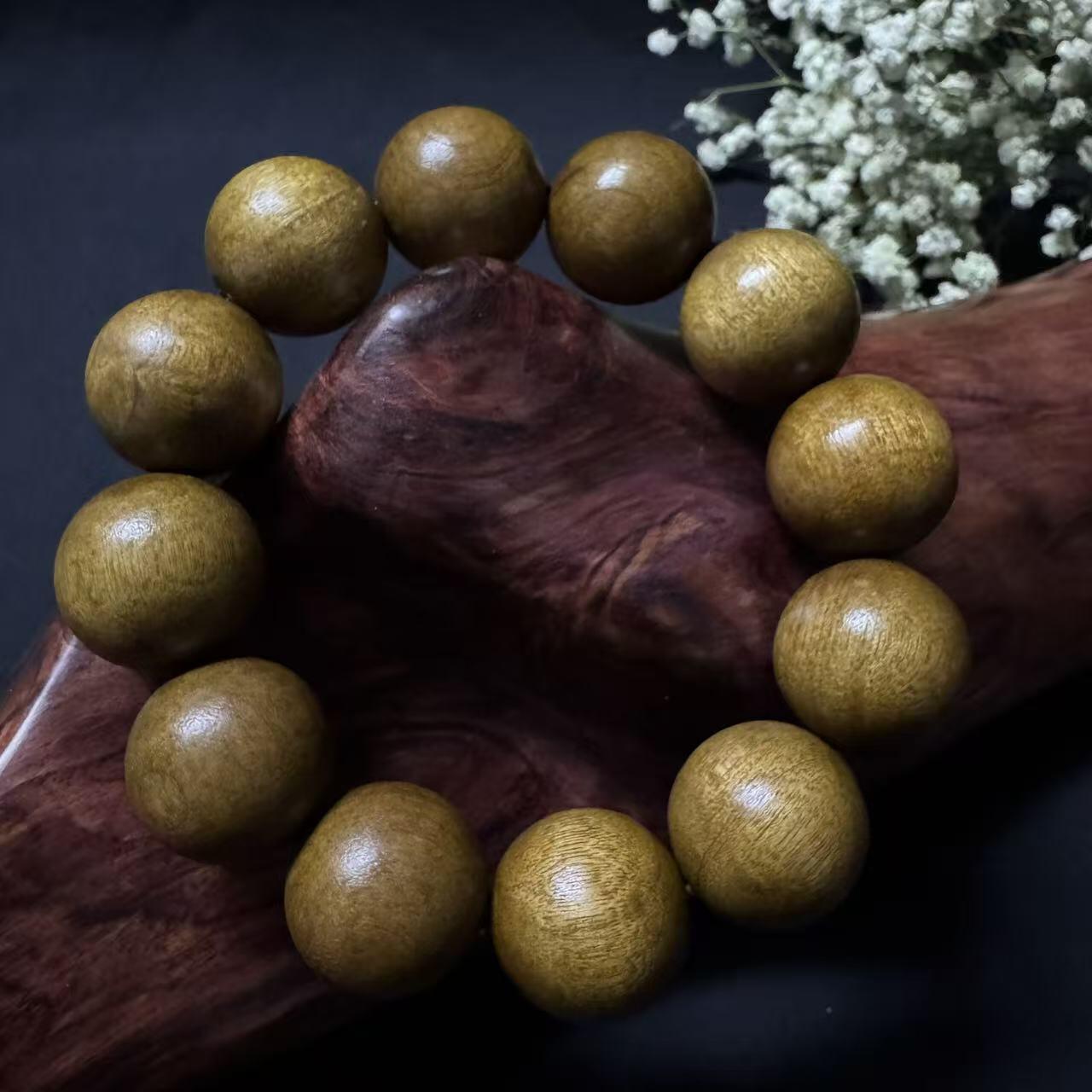零元拍：金丝楠圆珠珠手串，20MM 金丝满满，满手留香