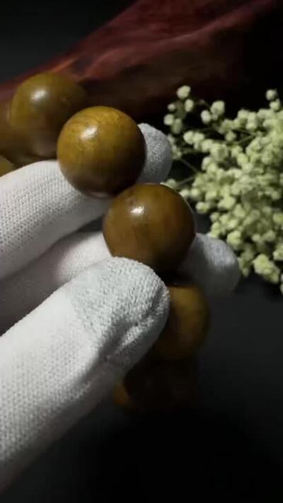 零元拍：金丝楠圆珠珠手串，20MM 金丝满满，满手留香