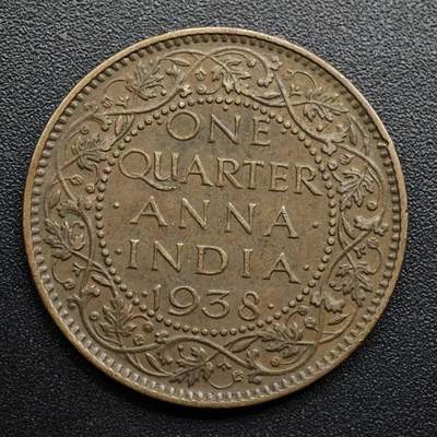 【淘币小摊】限时拍第八百五十七拍  老铜币场  满百包邮可预留两周  周一统一发货  - 印度1938年乔治六世1/4安娜铜币