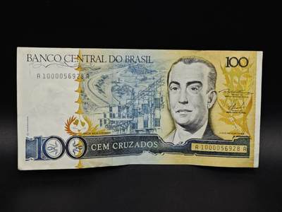 【淘币小摊】实时拍第八百五十六拍   无佣金福利纸币场   满百包邮可预留二周 每周一统一发货   - 巴西100克鲁塞罗纸币【有折】