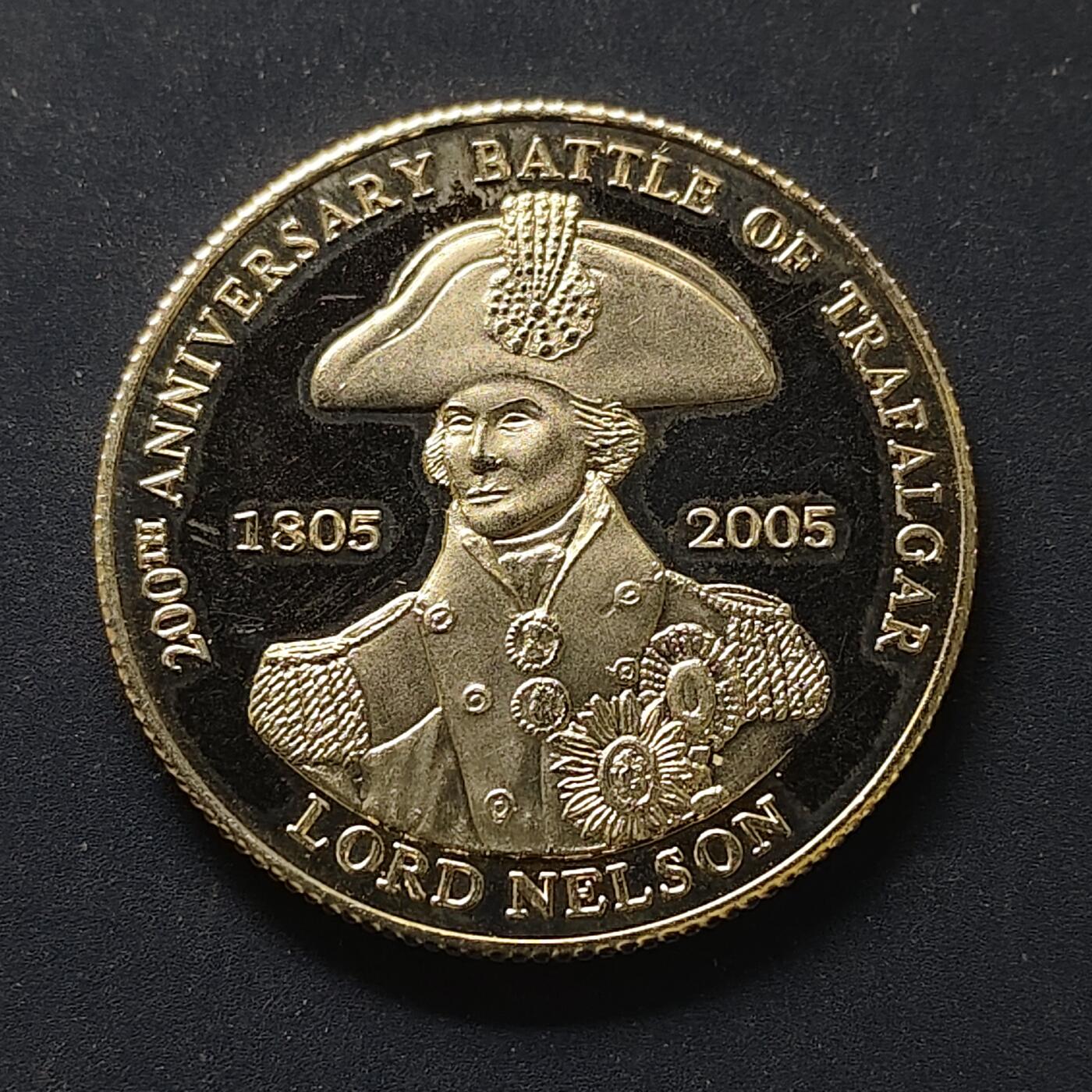 【全场包邮】纯粹捡漏拍498场-持续更新中 特里斯坦和达库尼亚2005年1克朗特拉法加尔海战200周年镀银精制纪念币