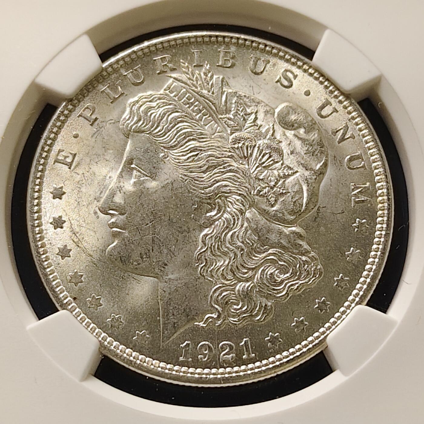 【全场包邮】纯粹捡漏拍499场-持续更新中 美国1921年1元摩根银币【38.1毫米26.73克90%，纯银价约674元（按28元银价估算）】-NGC MS64