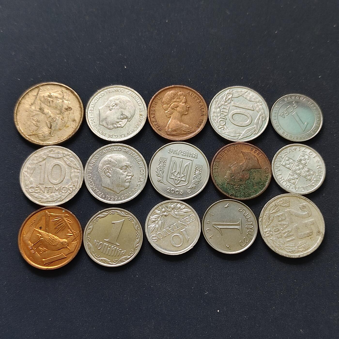 【全场包邮】纯粹捡漏拍498场-持续更新中 世界各国各年份散币M组-15枚一组-西班牙+开曼+德国+芬兰等