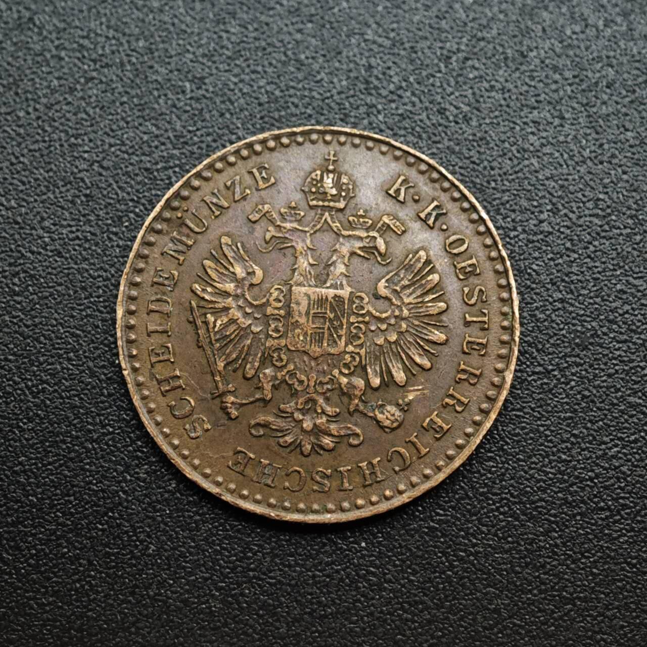 【淘币小摊】限时拍第八百五十七拍  老铜币场  满百包邮可预留两周  周一统一发货  奥地利1859年5/10克鲁泽铜币