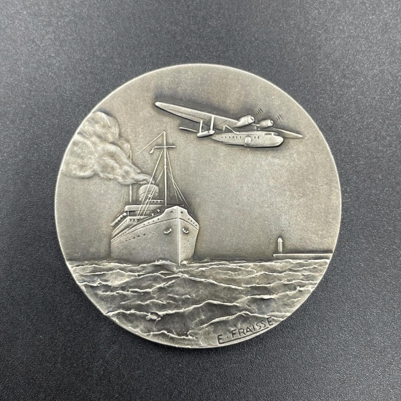 「木头集藏」章牌专场-第67场 E. Fraisse～1959年法国联合货船公司银章 ，直径：50mm，59 g，边铭：丰饶角  1ARGENT，少见品种。