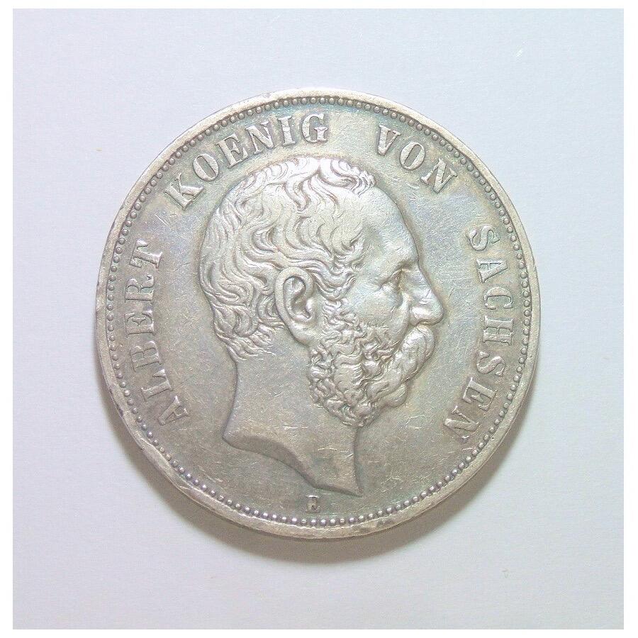 【银】德国萨克森1900年 阿尔伯特5马克大银币 爽品