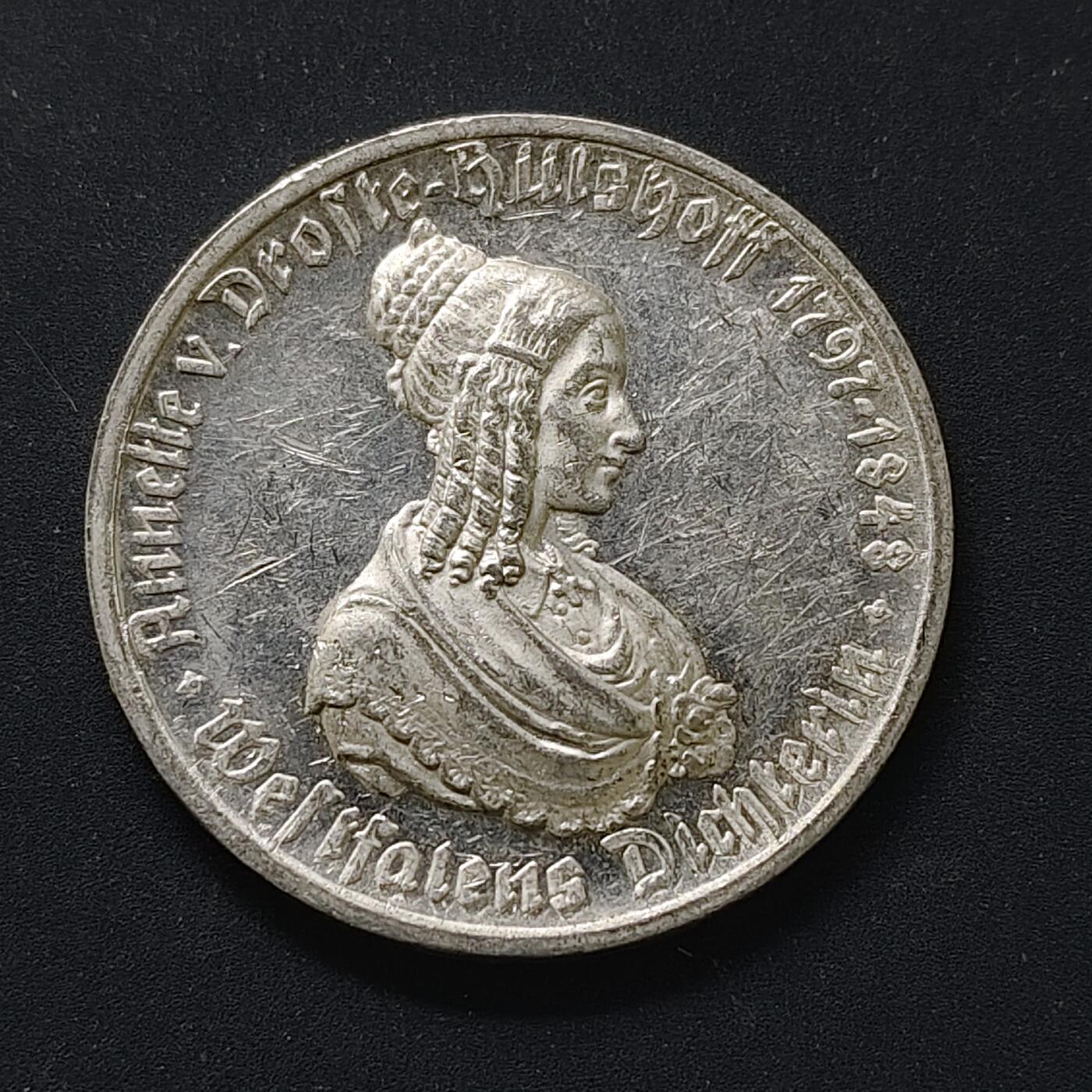 【全场包邮】纯粹捡漏拍498场-持续更新中 德国紧急状态威斯特法伦1923年100马克女诗人安内特·冯·德罗斯特-徽尔斯霍夫大马币