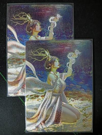 花开卡拍第61期（3月7号周六截拍，品控勿拍!!!拍品不寄存，运费5元（新疆需补运费差价或顺丰到付），自制卡难免瑕疵，可能存在轻微撞角爆边等出厂瑕疵，品控介意勿拍！） - 燎原焱卡 妖姬传 万圣公主双服饰 幻彩粗闪2张