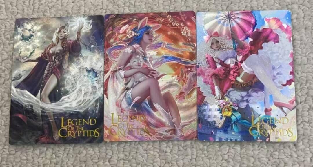 春节前倒数第二场！！龙虎卡牌-七四场（满200元包邮，无佣金，每周六结拍，欢迎送拍） 粗闪3张全 谭壹盲包 legend of the cryptids游戏人物一套