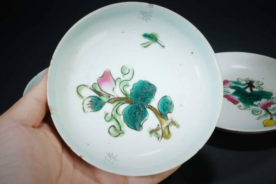 上海都达杂项专场十二（全场包邮】 粉彩花卉纹碟 3件83-52