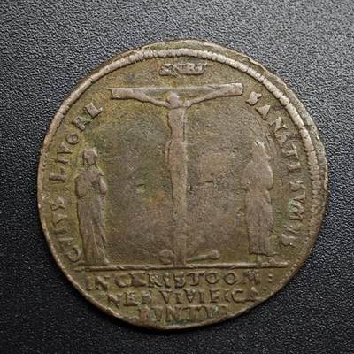 【淘币小摊】限时拍第八百五十七拍  老铜币场  满百包邮可预留两周  周一统一发货  - 耶稣受难 亚当夏娃宗教纪念铜章