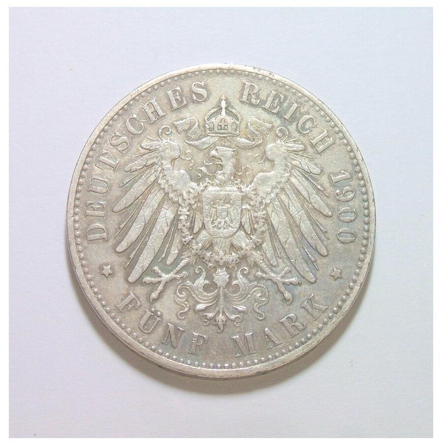 【银】德国萨克森1900年 阿尔伯特5马克大银币 爽品