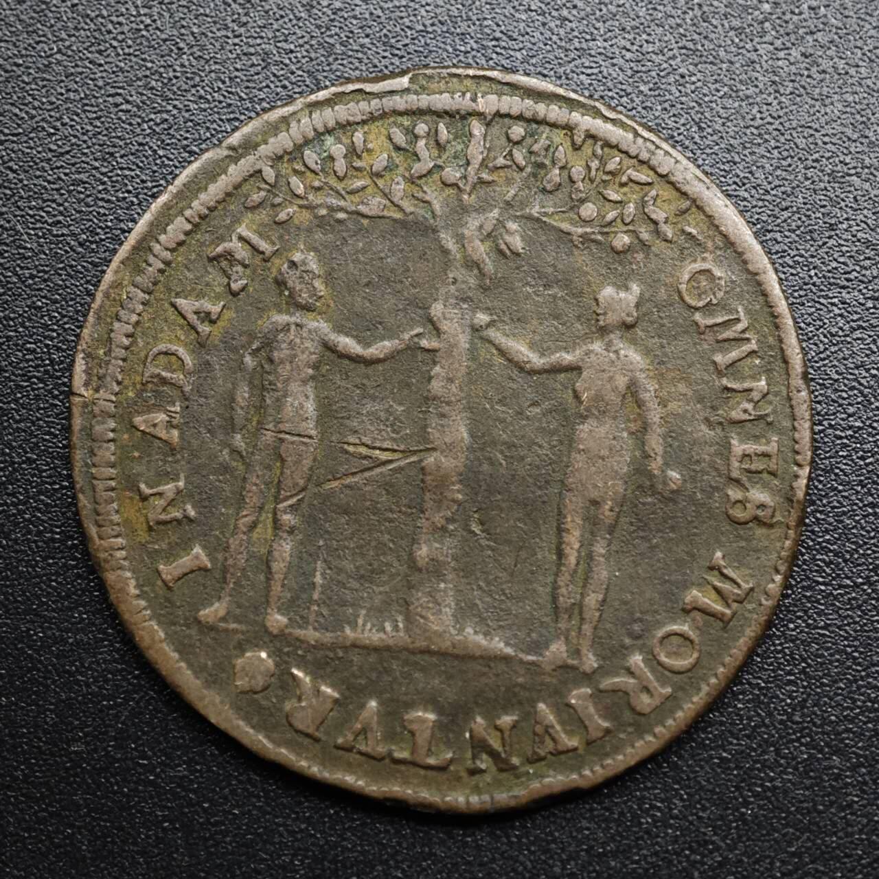 【淘币小摊】限时拍第八百五十七拍  老铜币场  满百包邮可预留两周  周一统一发货  耶稣受难 亚当夏娃宗教纪念铜章