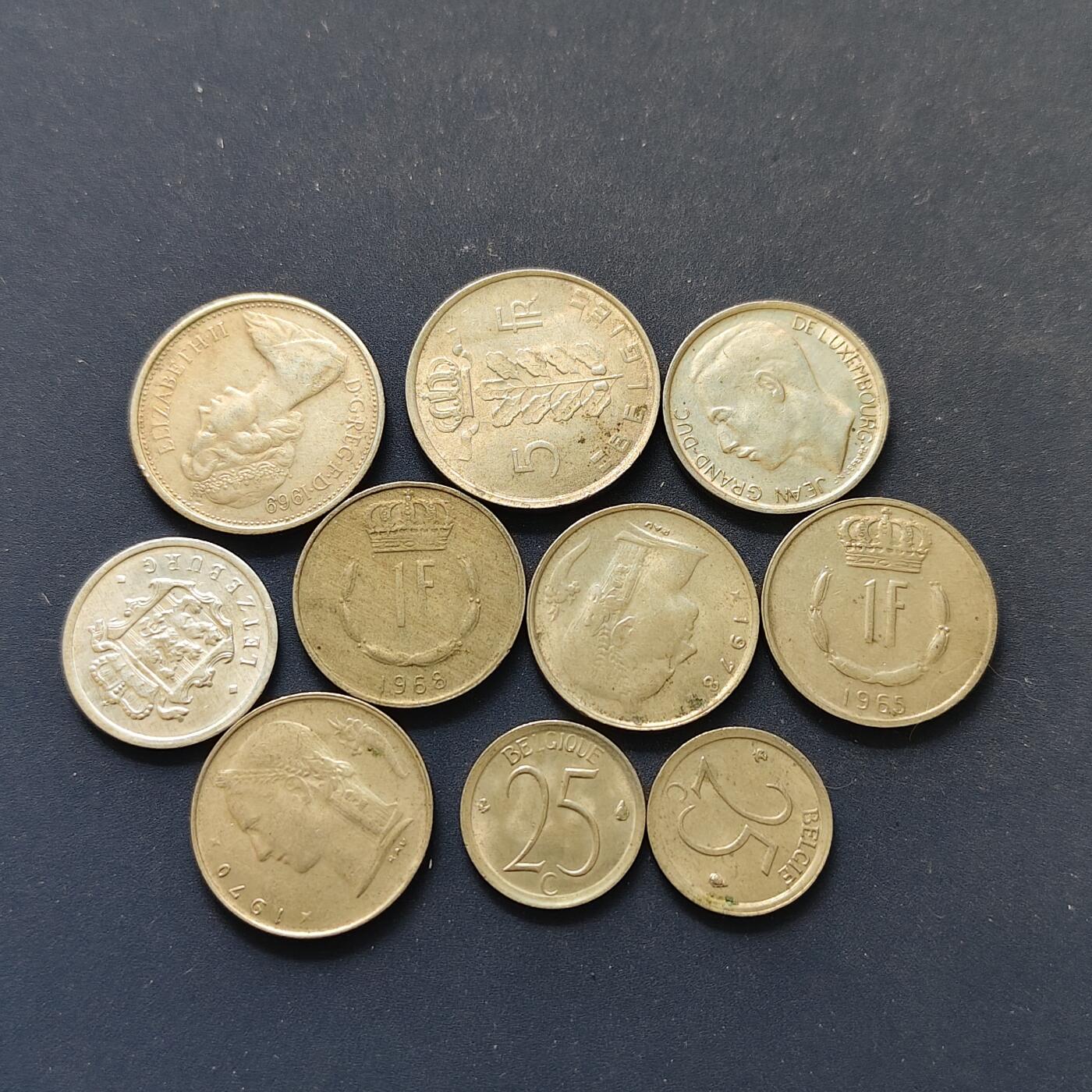 【全场包邮】纯粹捡漏拍498场-持续更新中 世界各国各年份散币H组-英国+比利时+卢森堡