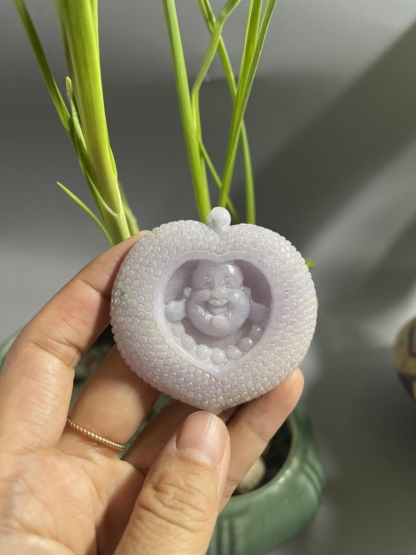 喵了个咪的第二期玉器杂项拍卖 翡翠紫罗兰弥勒佛