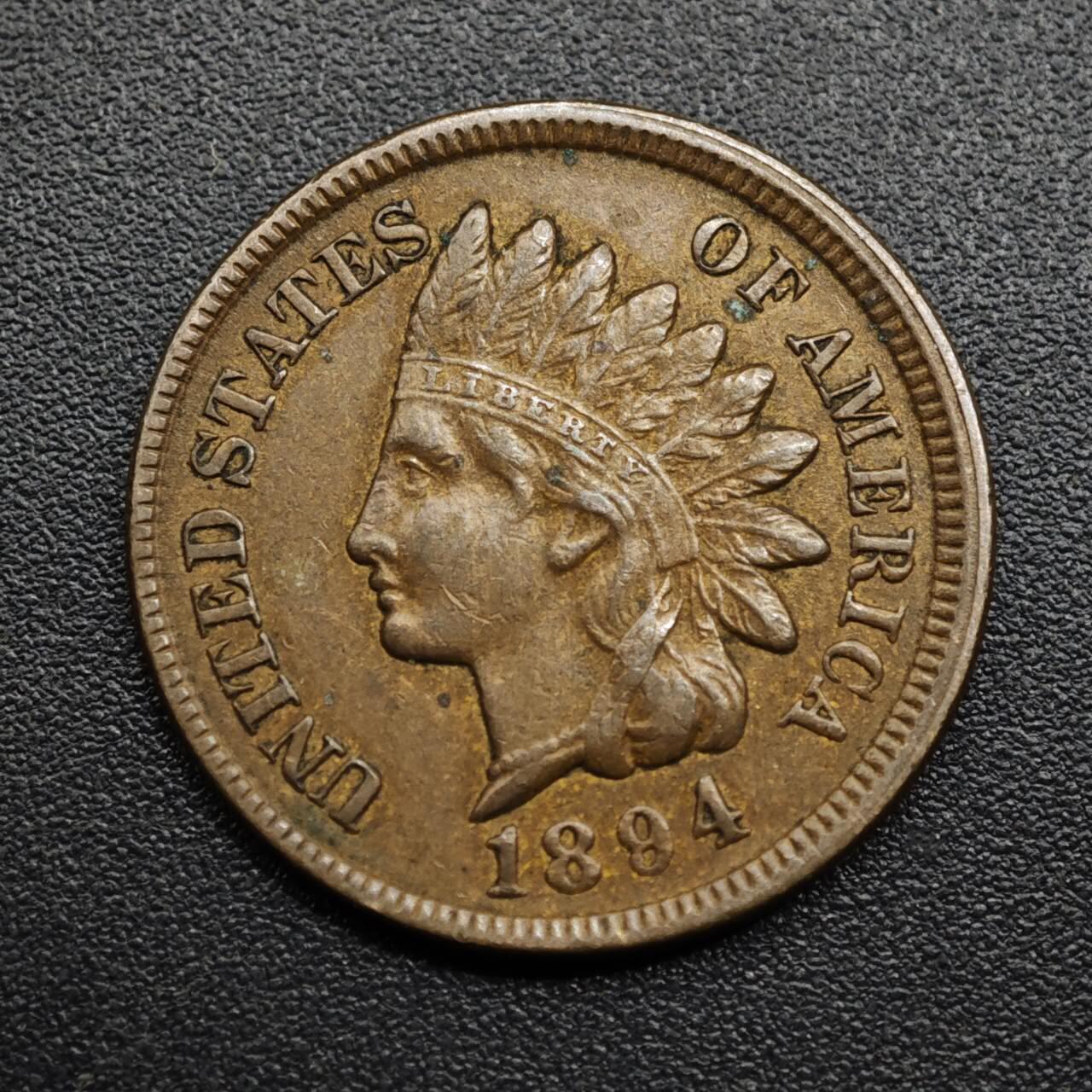 【淘币小摊】限时拍第八百五十七拍  老铜币场  满百包邮可预留两周  周一统一发货  美国1894年印第安一分铜币