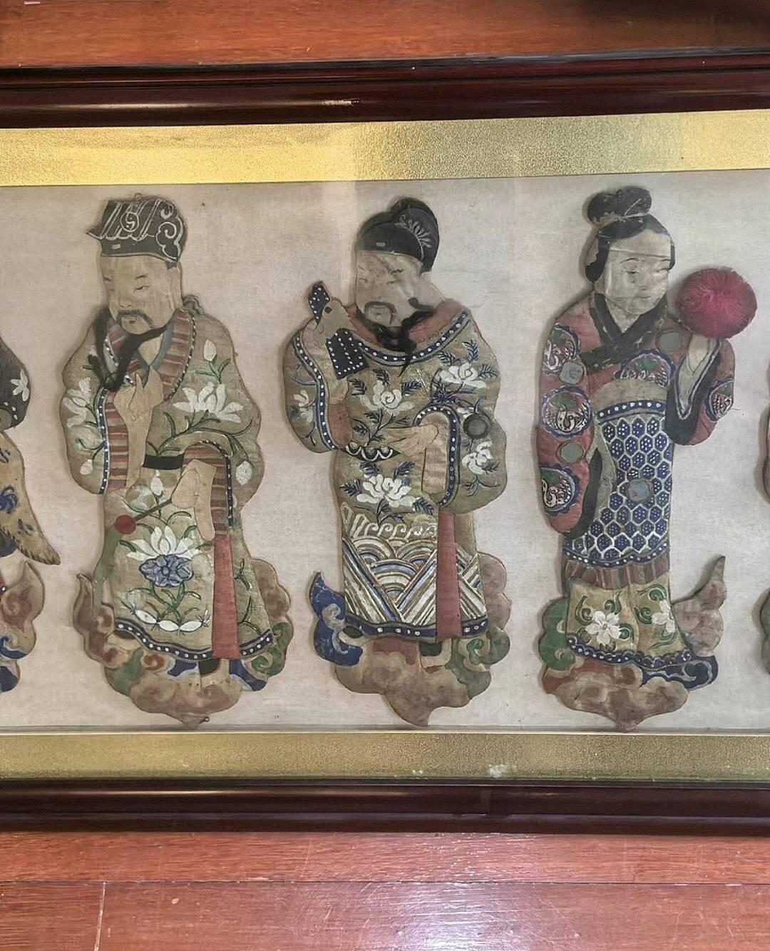 绝品清代八仙刺绣挂屏装饰品摆件