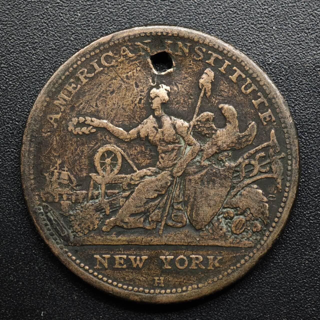 【淘币小摊】限时拍第八百五十七拍  老铜币场  满百包邮可预留两周  周一统一发货  美国纽约“美国研究所”铜代币