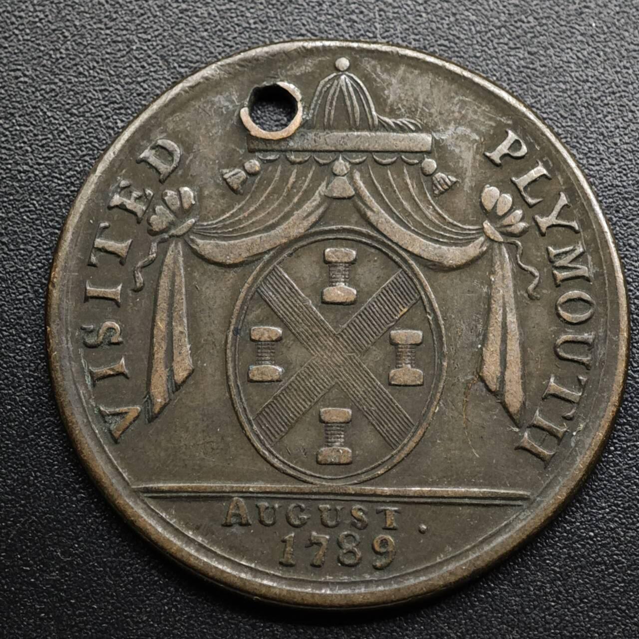 【淘币小摊】限时拍第八百五十七拍  老铜币场  满百包邮可预留两周  周一统一发货  英国1789年乔治三世访问朴茨茅斯铜章便士型