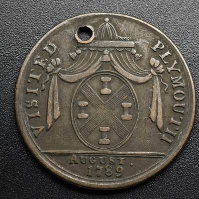 【淘币小摊】限时拍第八百五十七拍  老铜币场  满百包邮可预留两周  周一统一发货  - 英国1789年乔治三世访问朴茨茅斯铜章便士型