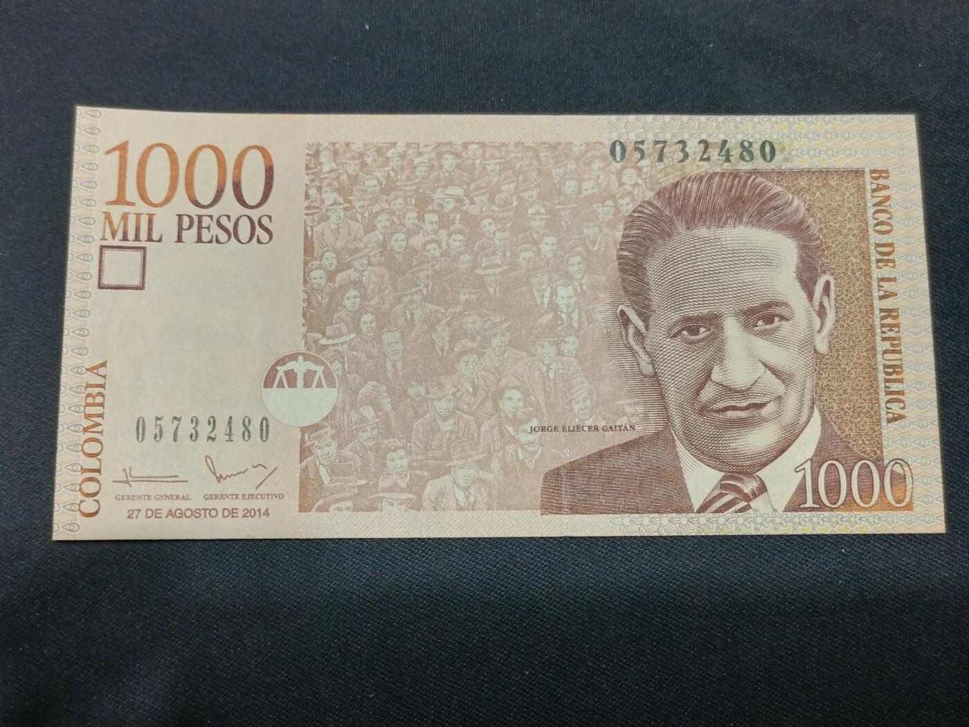 【游宝拍卖】乙巳蛇年第115期 蛇年收官场 哥伦比亚-1000比索【2014年 全新UNC】