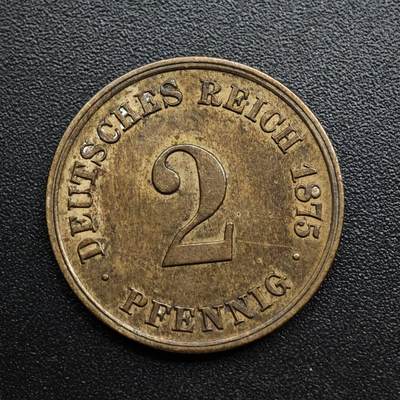 【淘币小摊】限时拍第八百五十七拍  老铜币场  满百包邮可预留两周  周一统一发货  - 德国1875年短翅2芬妮铜币