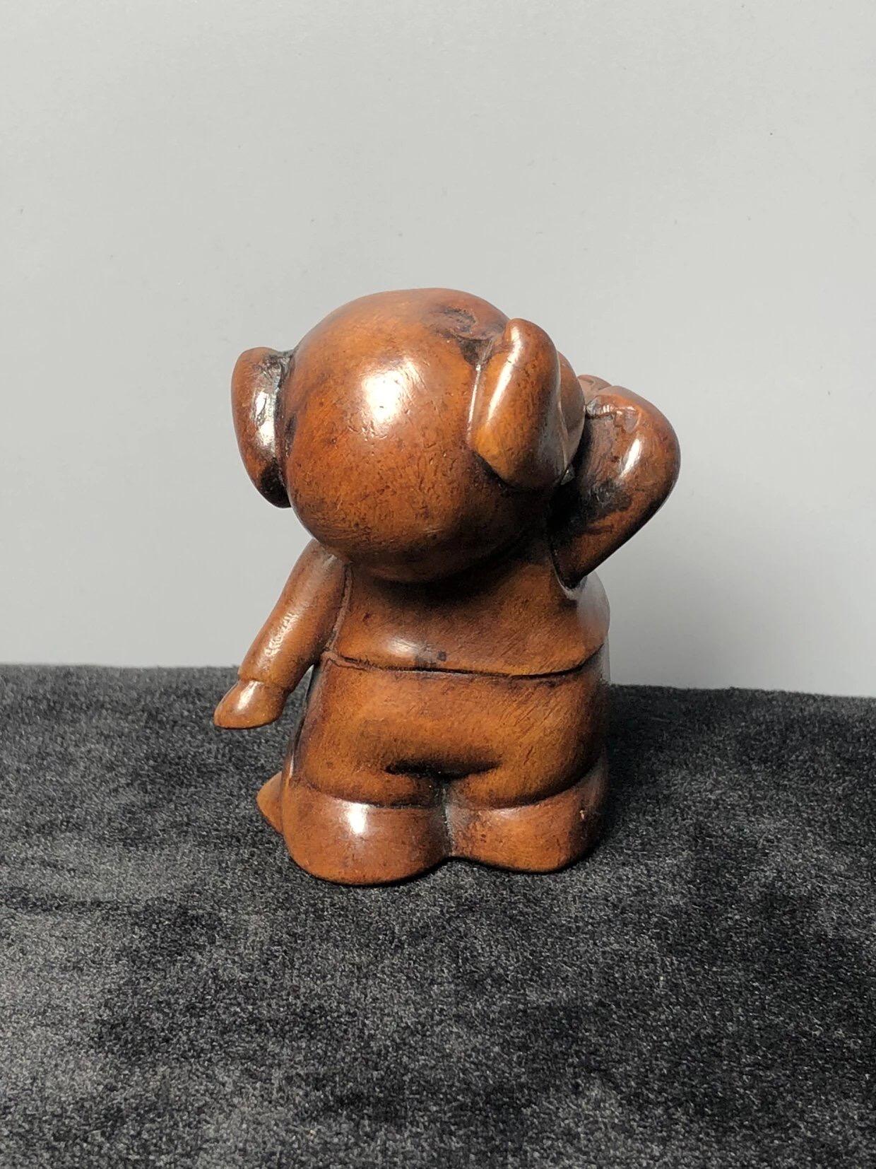 喵了个咪的第三期木器杂项小摆件拍卖 黄杨木招财猪