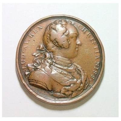 法国1739年 路易十五调停俄土奥战争高浮雕精制大铜章 40MM - 法国1739年 路易十五调停俄土奥战争高浮雕精制大铜章 40MM