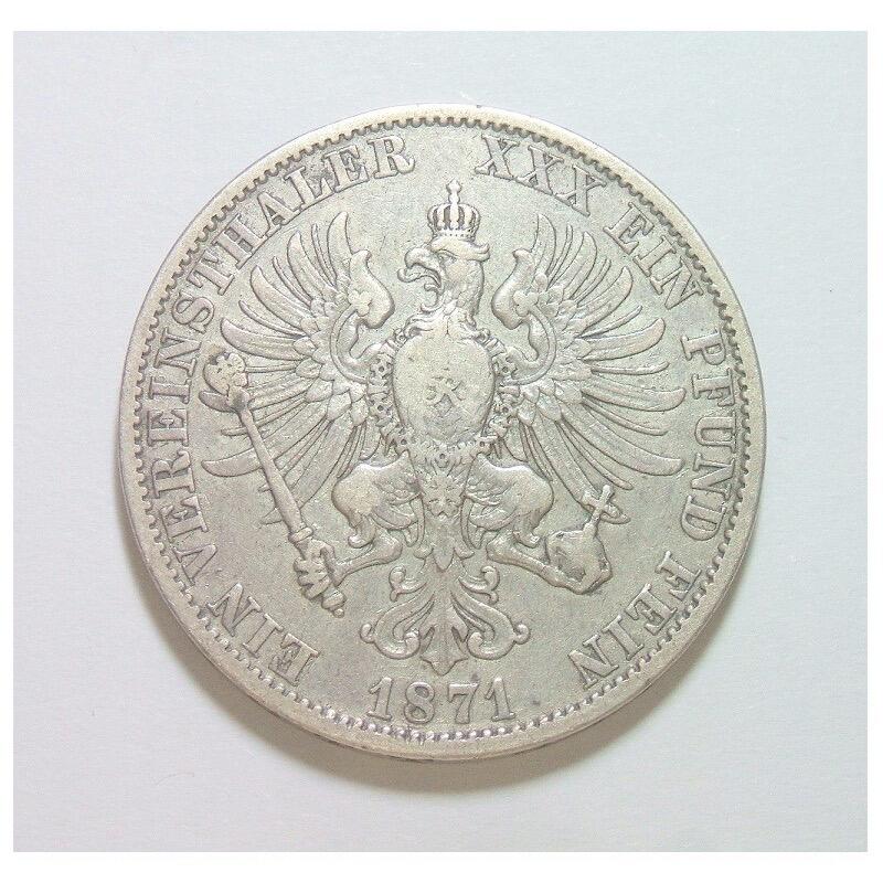 【银】德国普鲁士1871年 威廉一世洋葱头1泰勒银币 极美品