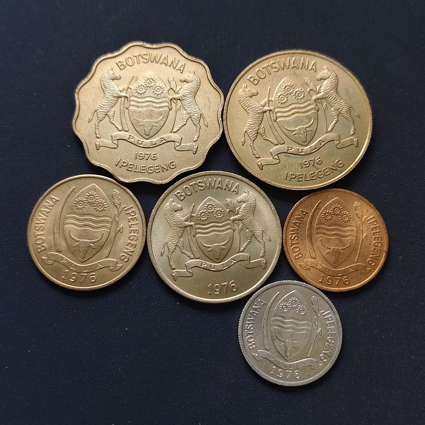 【全场包邮】纯粹捡漏拍498场-持续更新中 博兹瓦纳1976年清年份6枚套币
