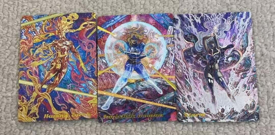 春节前倒数第二场！！龙虎卡牌-七四场（满200元包邮，无佣金，每周六结拍，欢迎送拍） 粗闪3张全 谭壹盲包 漫威系列一套 (霹雳火、隐形女侠、风暴女)