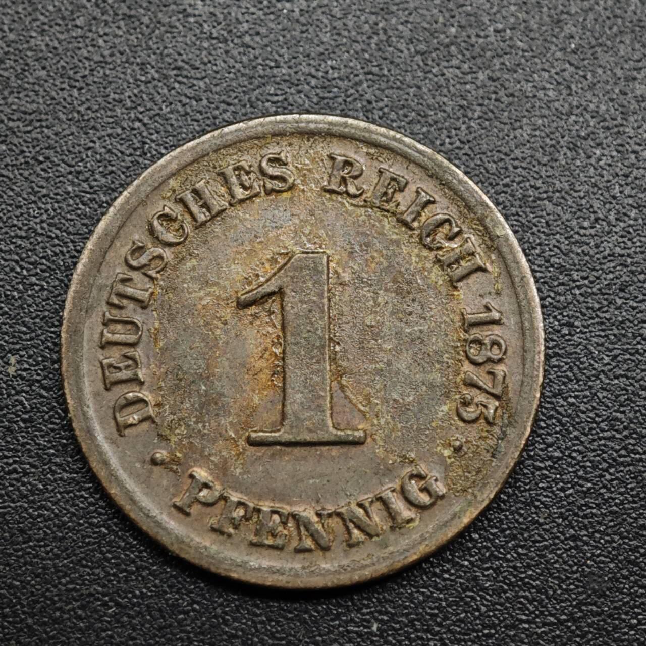 【淘币小摊】限时拍第八百五十七拍  老铜币场  满百包邮可预留两周  周一统一发货  德国1875年1芬妮短翅铜币