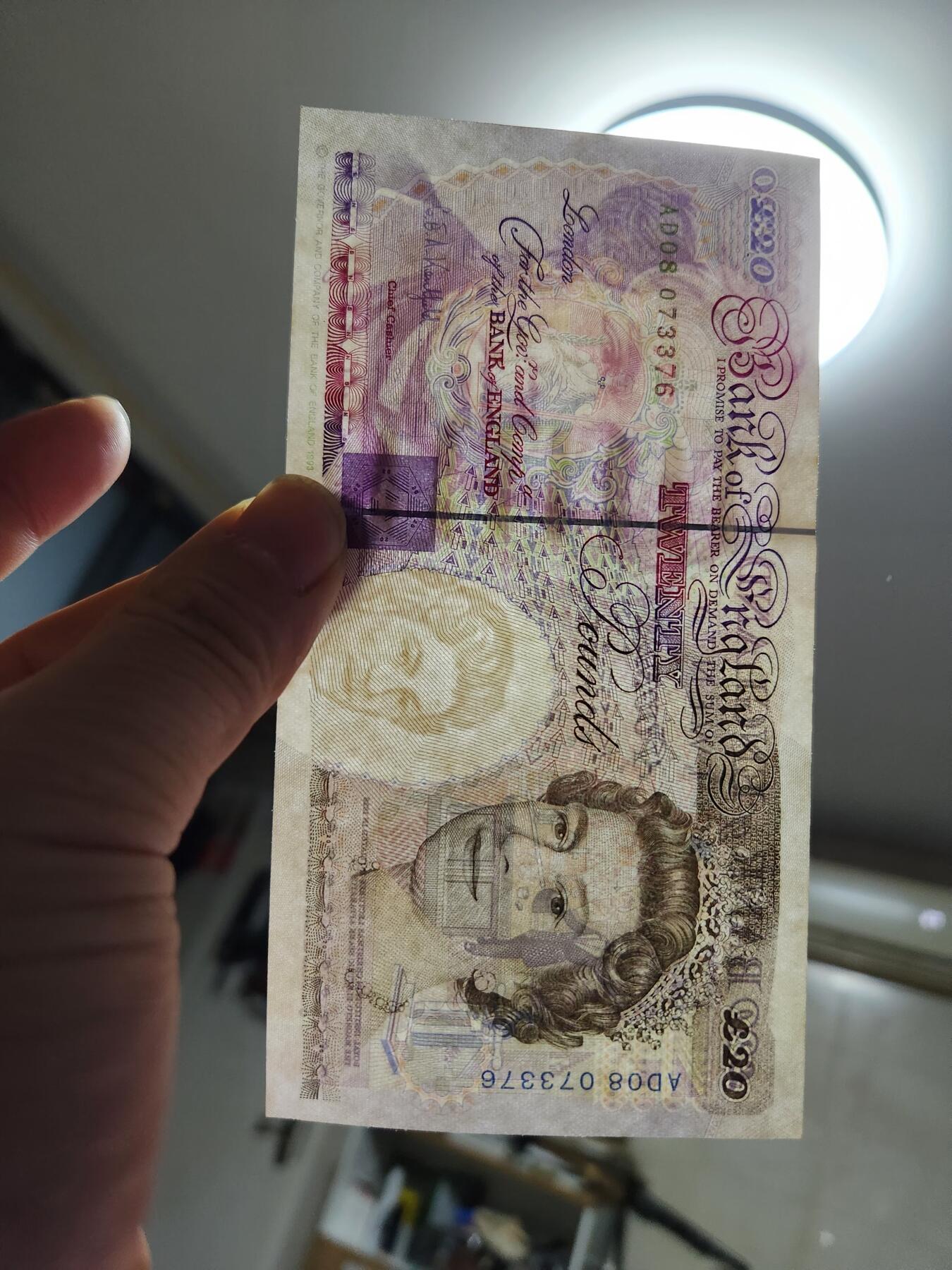 1月29号晚上8点 外国纸币自动截拍第15场 英国20镑 新品