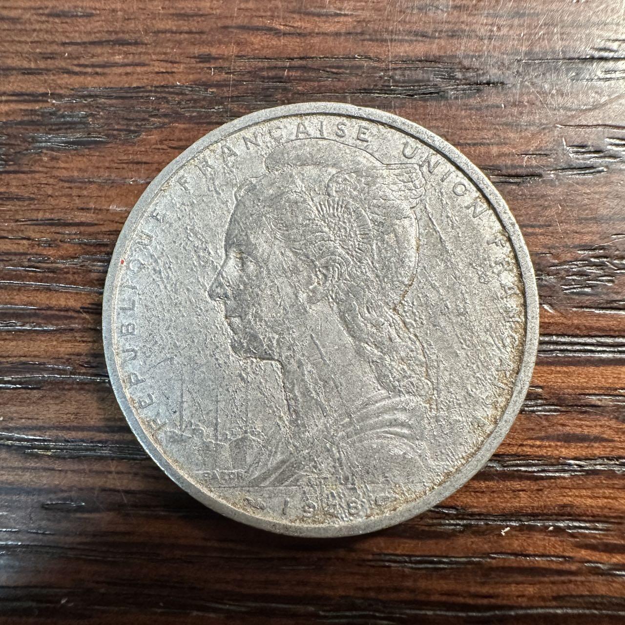 蒂克钱币-第58场 外国散币 奥运/博览会纪念章免佣限时拍 法属索马里海岸（今吉布提）1951年5法郎流通硬币