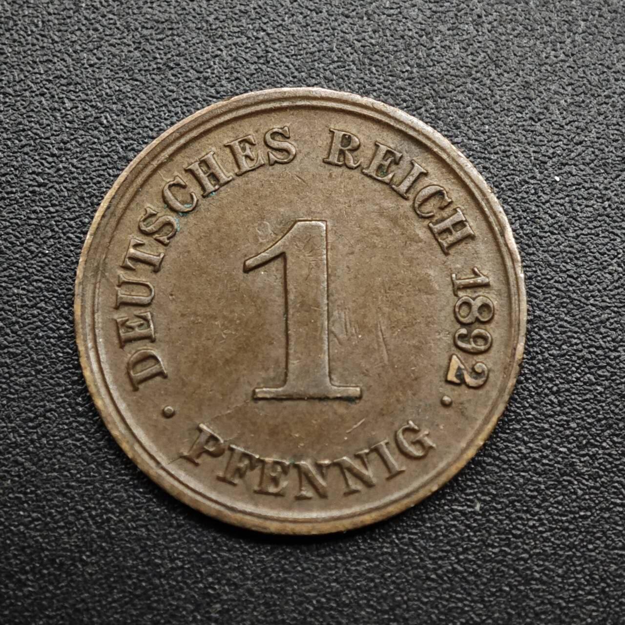 【淘币小摊】限时拍第八百五十七拍  老铜币场  满百包邮可预留两周  周一统一发货  德国1892年1芬妮长翅铜币