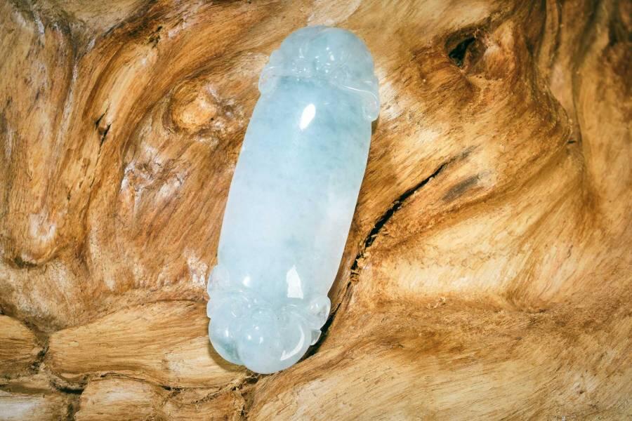 上海都达杂项专场十二（全场包邮】 天然冰糯种翡翠（A货）精雕《福气成双》挂件89-15