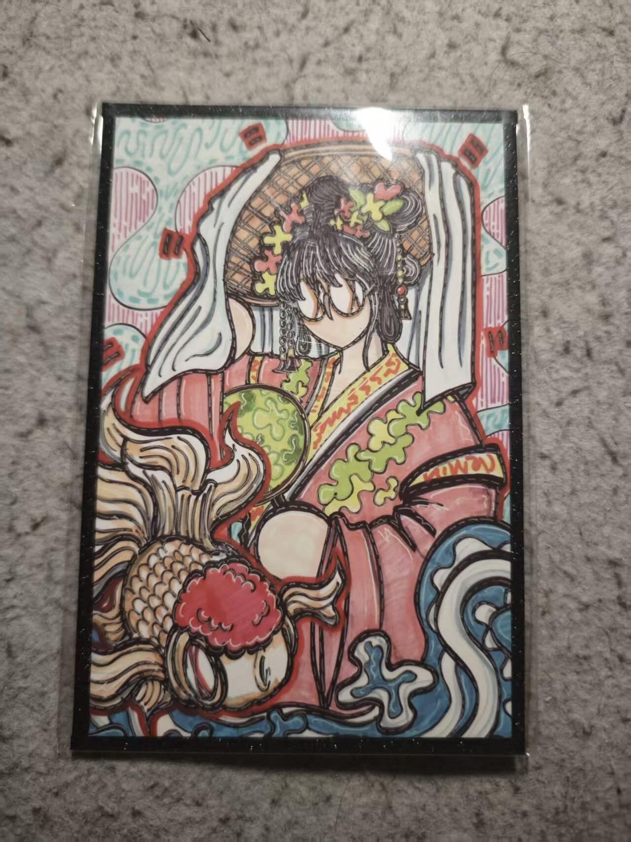 春节前倒数第二场！！龙虎卡牌-七四场（满200元包邮，无佣金，每周六结拍，欢迎送拍） 【亲签】A6色纸 waiwai 英雄传 大乔