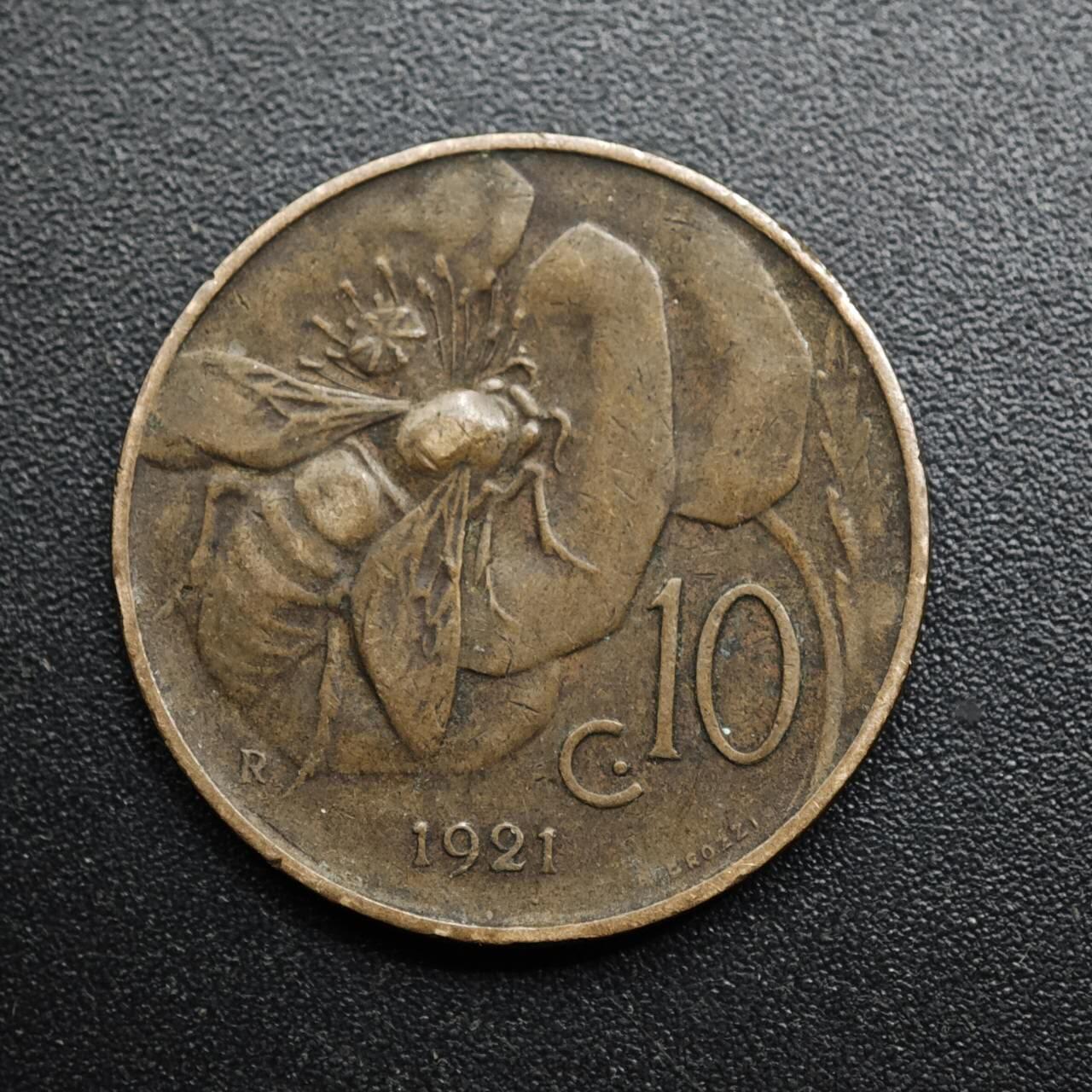 【淘币小摊】限时拍第八百五十七拍  老铜币场  满百包邮可预留两周  周一统一发货  意大利1921年10分蜜蜂铜币