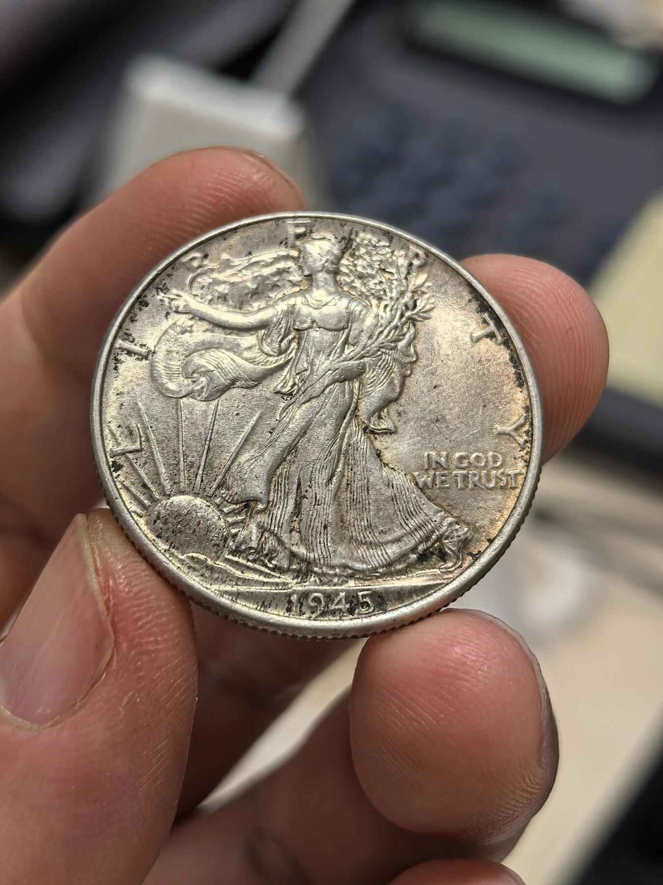 博洋堂世界钱币拍卖第159期（全场包邮） 美国1945年行走女神半美圆 高点细节清晰带转光