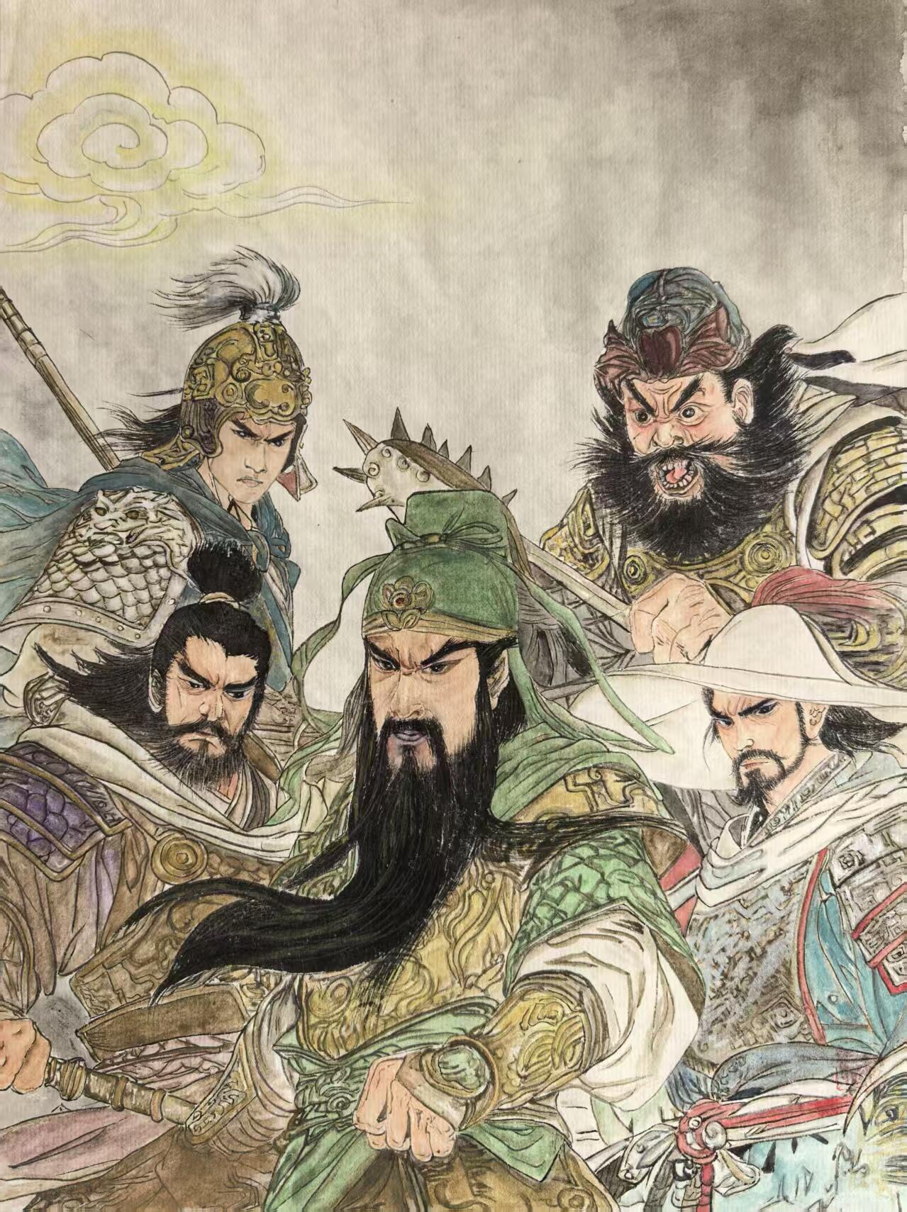 阳大大卡牌拍卖第97期（持续收拍品，周六晚上九点截拍，进群福利早知道） 【手绘画】工艺大师张红作品 水浒五虎 大聚义 A4原稿打榜