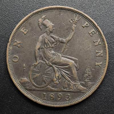 【淘币小摊】限时拍第八百五十七拍  老铜币场  满百包邮可预留两周  周一统一发货  - 英国1893年维多利亚半便士铜币