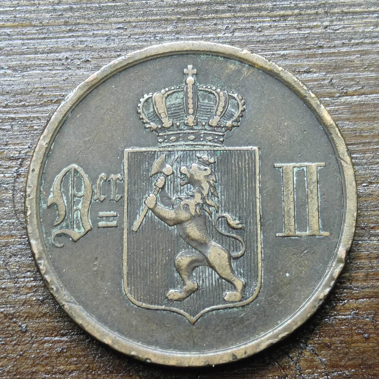 【铜匠收藏】★第142★散币专场 不寄存，30包邮。不满30元，支付5元运费。《接受代拍 代送NGC评级》 76【无寄存】挪威 1893年 2欧尔 铜币 奥斯卡二世