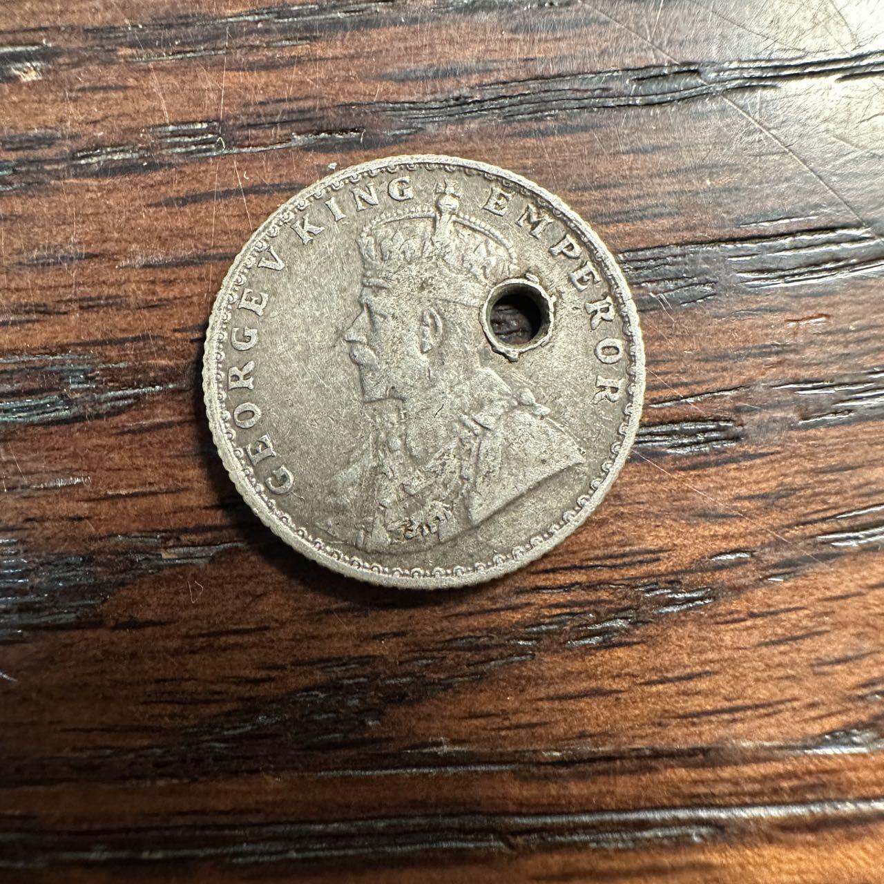 蒂克钱币-第58场 外国散币 奥运/博览会纪念章免佣限时拍 英属印度 1914年 1/4 卢布银币 2.86g