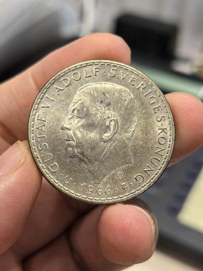 博洋堂世界钱币拍卖第159期（全场包邮） - 瑞典1966年5克朗宪法改革100周年银币，BU原光，18g*0.4银=7.2g纯银