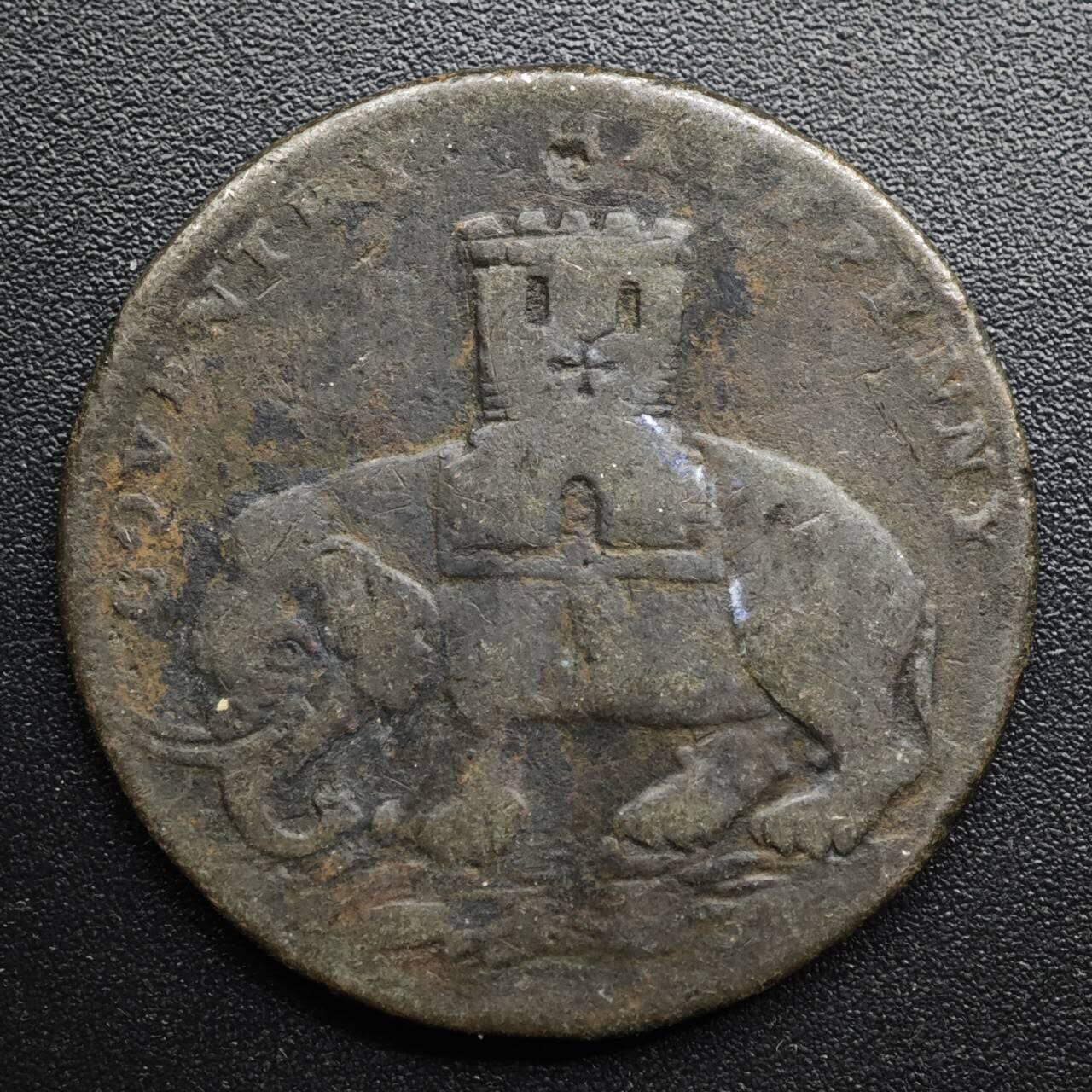 【淘币小摊】限时拍第八百五十七拍  老铜币场  满百包邮可预留两周  周一统一发货  英国1793年戈黛娃夫人半便士铜币代币