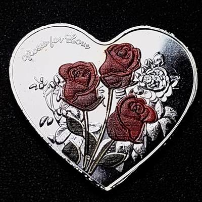 泉币菌-第179场- 精品福利场 - 纪念品 玫瑰 爱心型纪念章 38.5×2.2mm