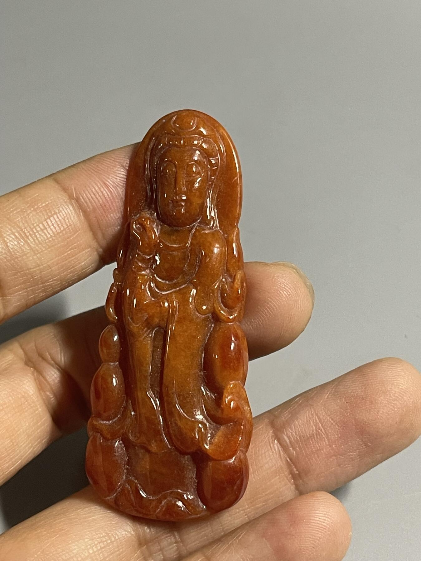 喵了个咪的第二期玉器杂项拍卖 天然红翡观音